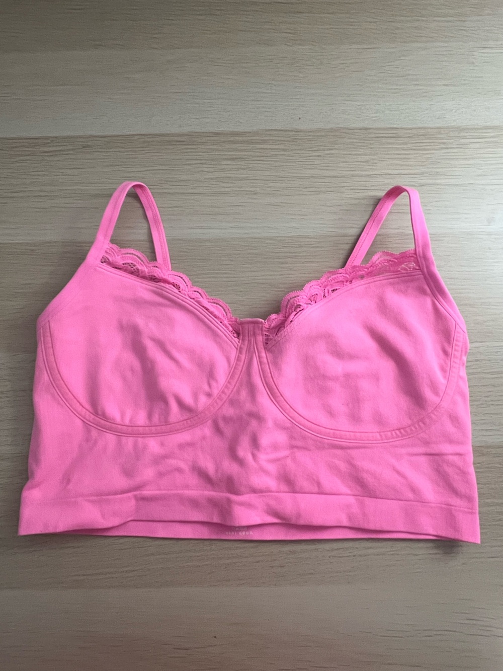 Aerie Pink Lace-Trim Cami Bra Top